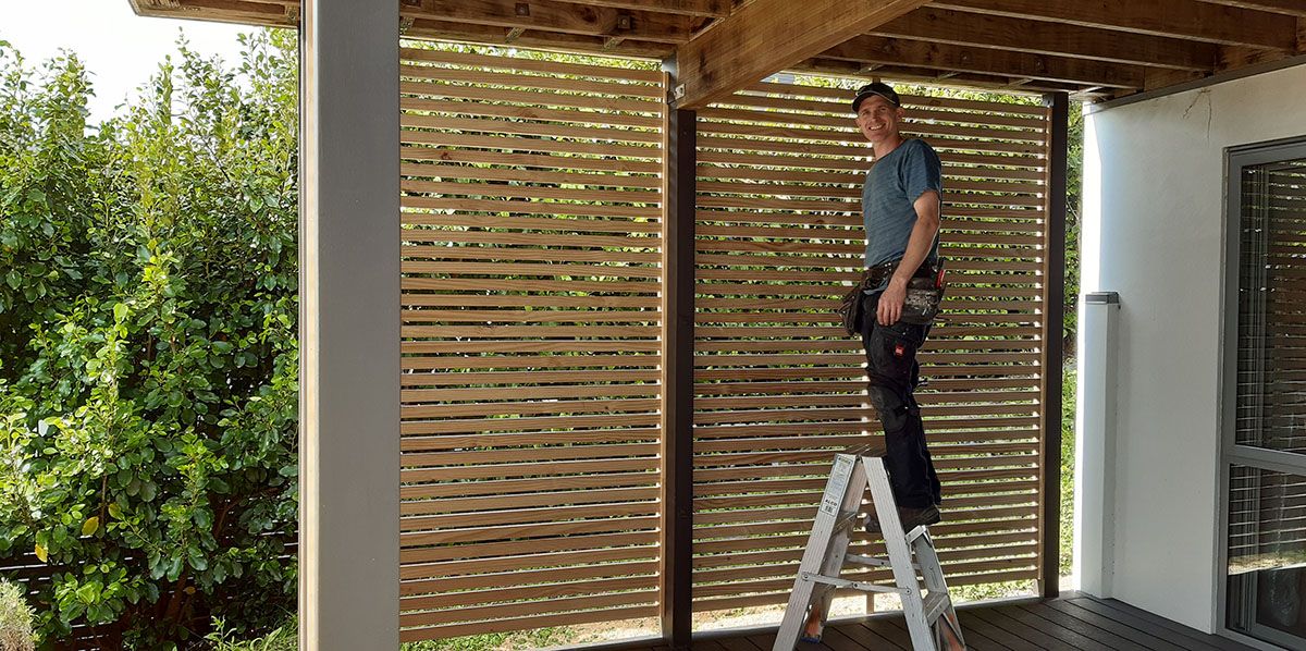 Bruce making porch trellis